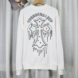 Chrome Hearts White Printed Embroidered Long-Sleeved Sweatshirt